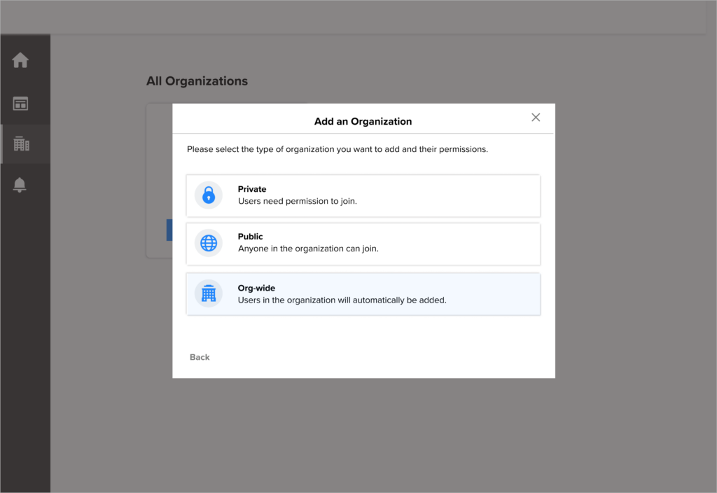 Select type of organization